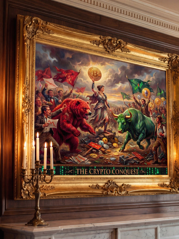 Crypto Jigsaw Puzzle — Renaissance Bull vs Bear — Mr. Lined crypto streetwear