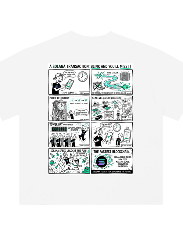 Solana T-Shirt — Blink and You'll Miss It — Mr. Lined crypto streetwear