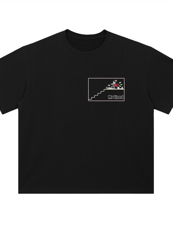 Mr. Lined Logo T-Shirt — Red Stickman Climb — Mr. Lined crypto streetwear