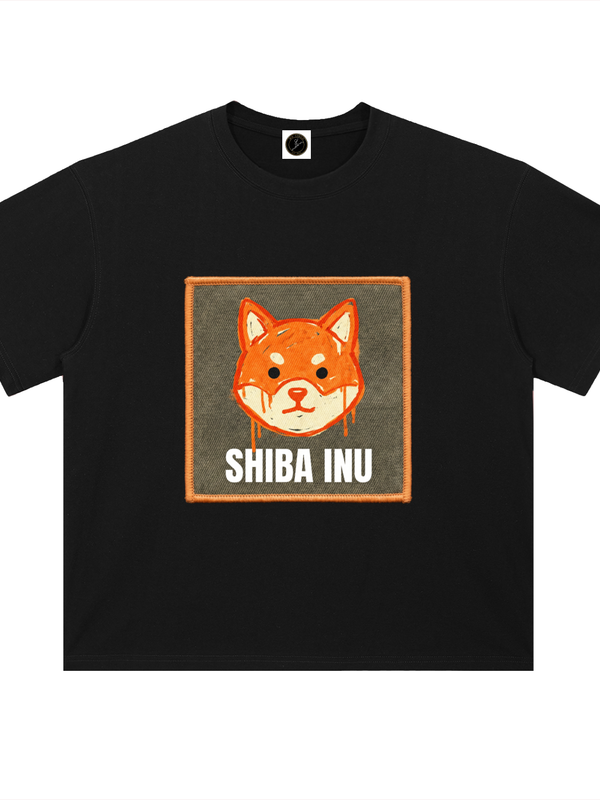 Shiba Inu T-Shirt — SHIB Patch Logo — Mr. Lined crypto streetwear