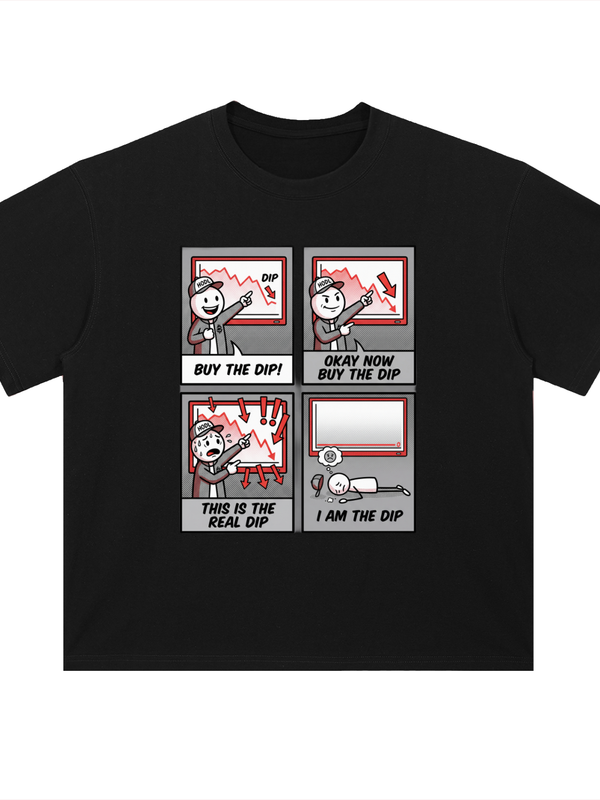 Crypto T-Shirt — Buy the Dip, Comic Strip — Mr. Lined