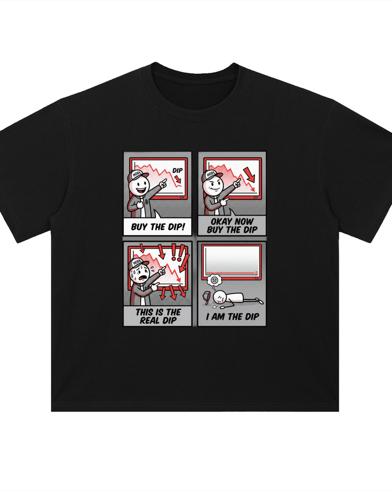 Crypto T-Shirt — Buy the Dip, Comic Strip