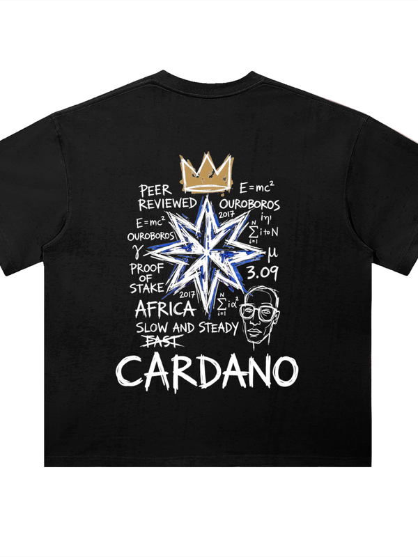 Cardano Slow And Steady T-Shirt — Peer Reviewed Ouroboros Dark Variant — Mr. Lined crypto streetwear