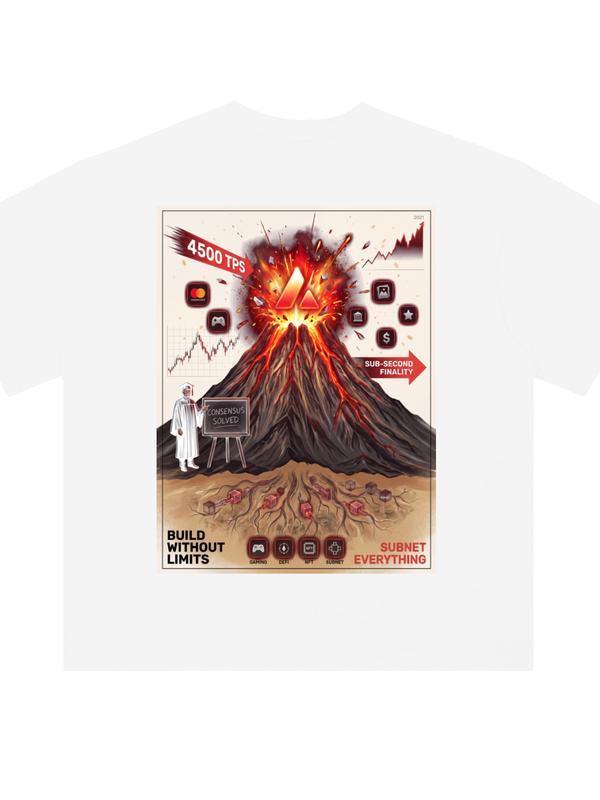 Avalanche T-Shirt — Build Without Limits, 4500 TPS — Mr. Lined crypto streetwear