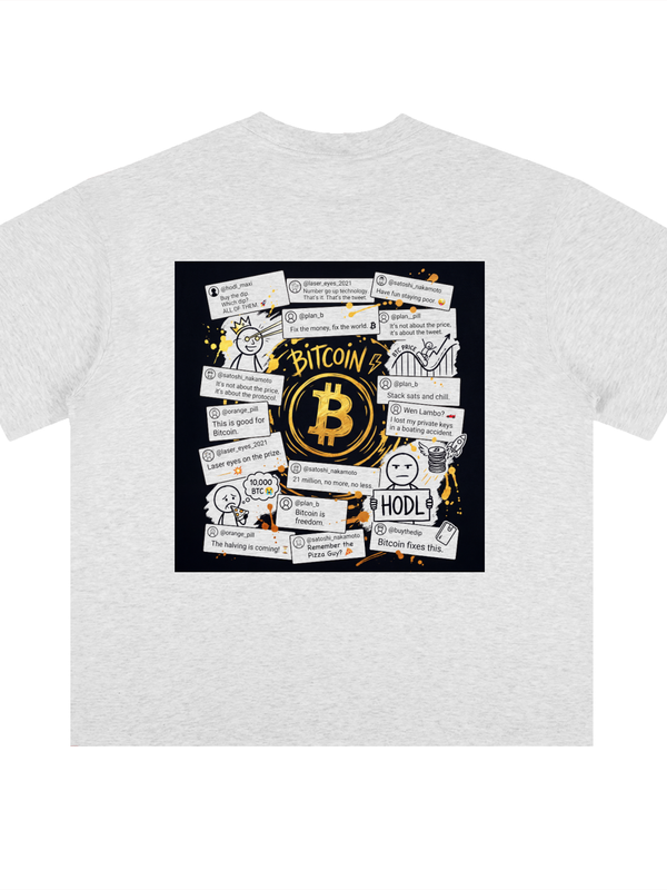 Bitcoin Crypto Twitter Collage T-Shirt — Fix The Money Heather Variant — Mr. Lined crypto streetwear
