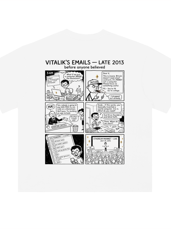 Ethereum T-Shirt — Vitalik's Emails 2013 — Mr. Lined crypto streetwear
