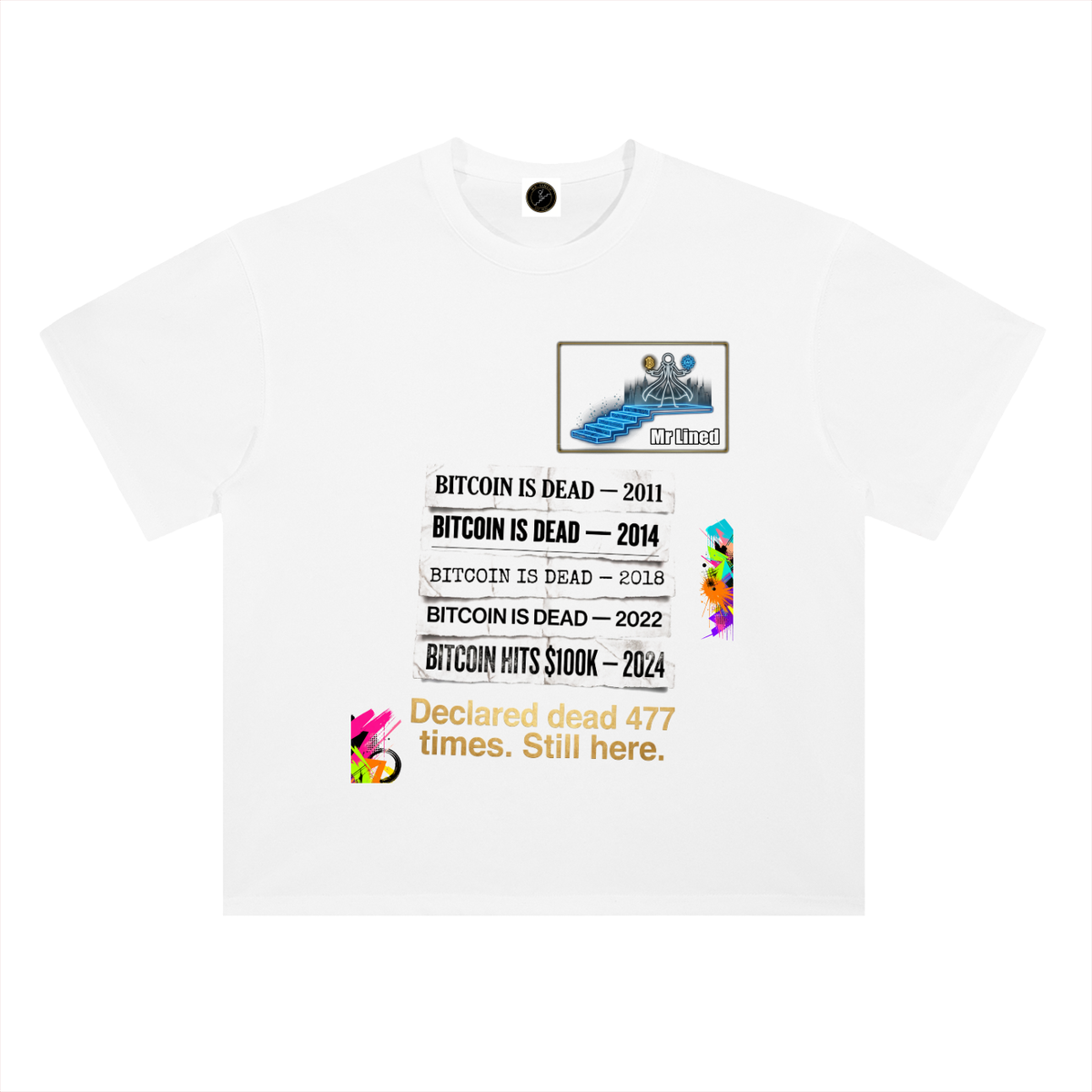Bitcoin T-Shirt — Declared Dead 477 Times —  — Mr. Lined