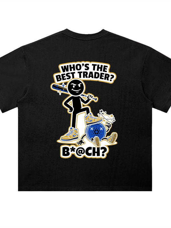 Cardano Who's The Best Trader T-Shirt — Bashing The Cardano Coin Dark Variant — Mr. Lined crypto streetwear