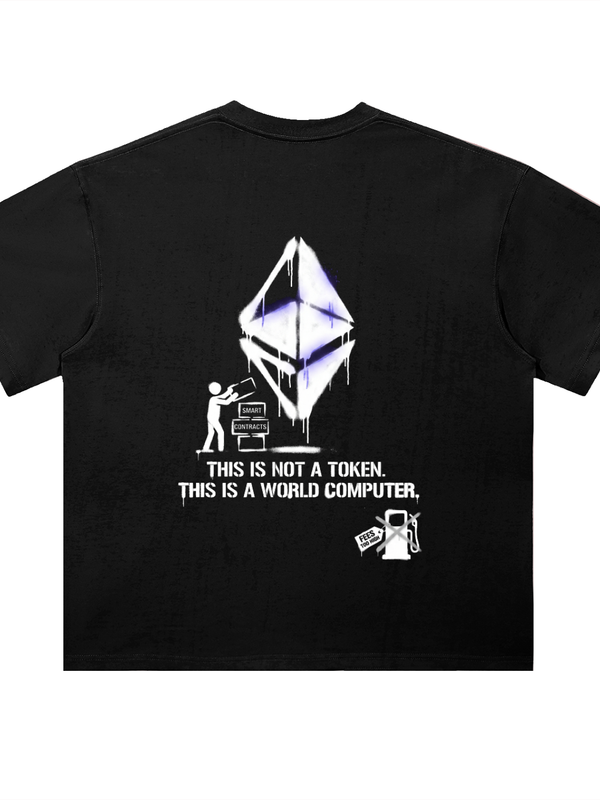 Ethereum Not A Token World Computer T-Shirt — Dark Variant — Mr. Lined crypto streetwear