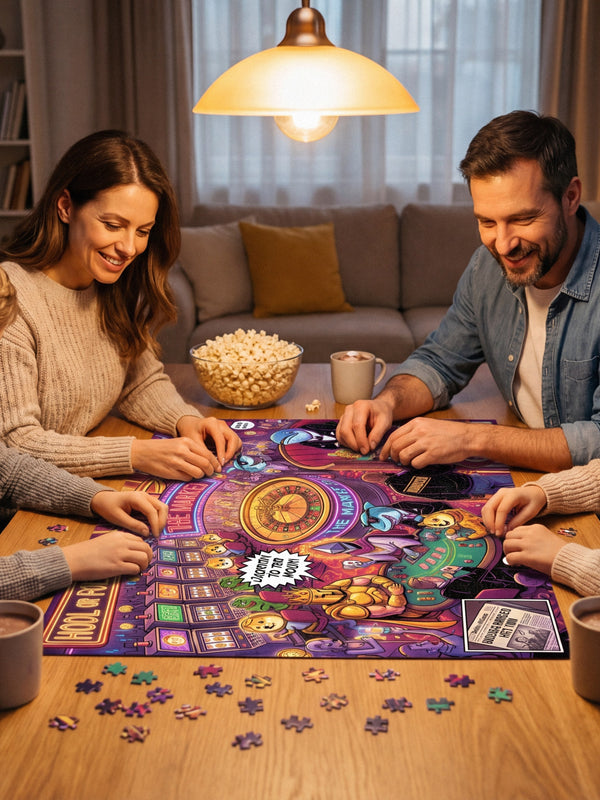 Crypto Jigsaw Puzzle — Neon Casino Sharks — Mr. Lined crypto streetwear